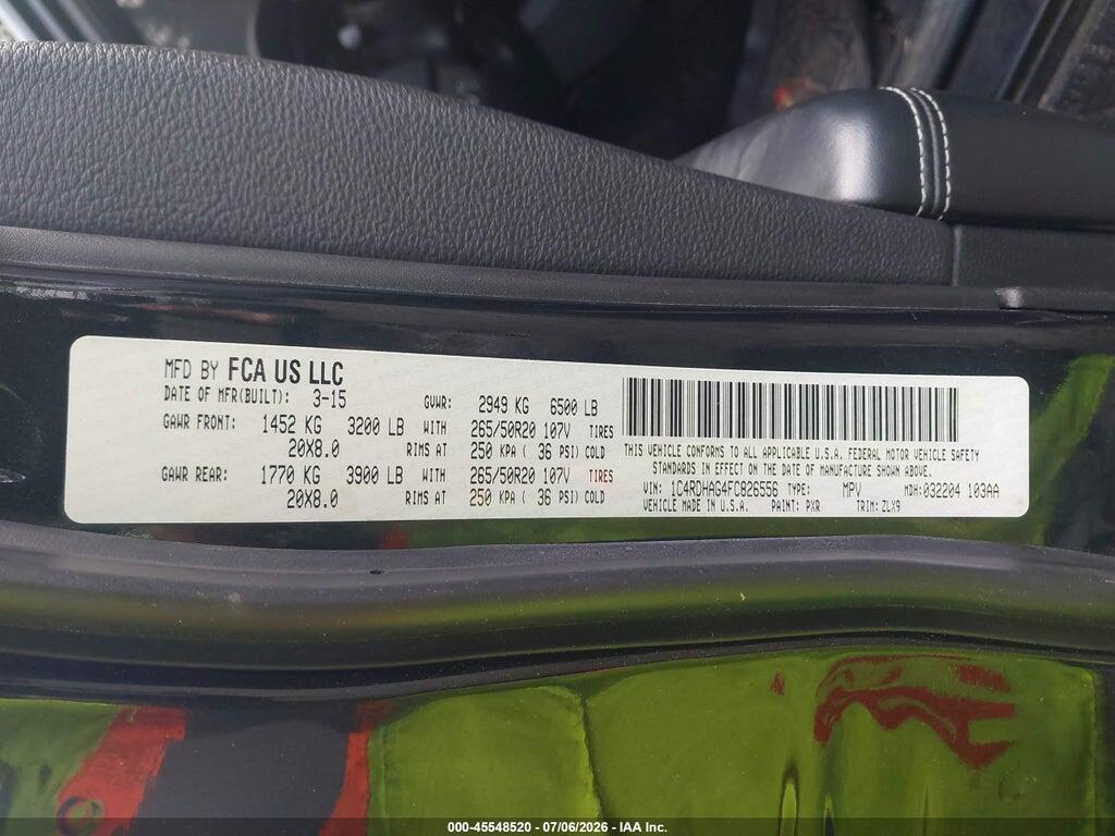 1C4RDHAG4FC826556 2015 DODGE DURANGO photo no. 9
