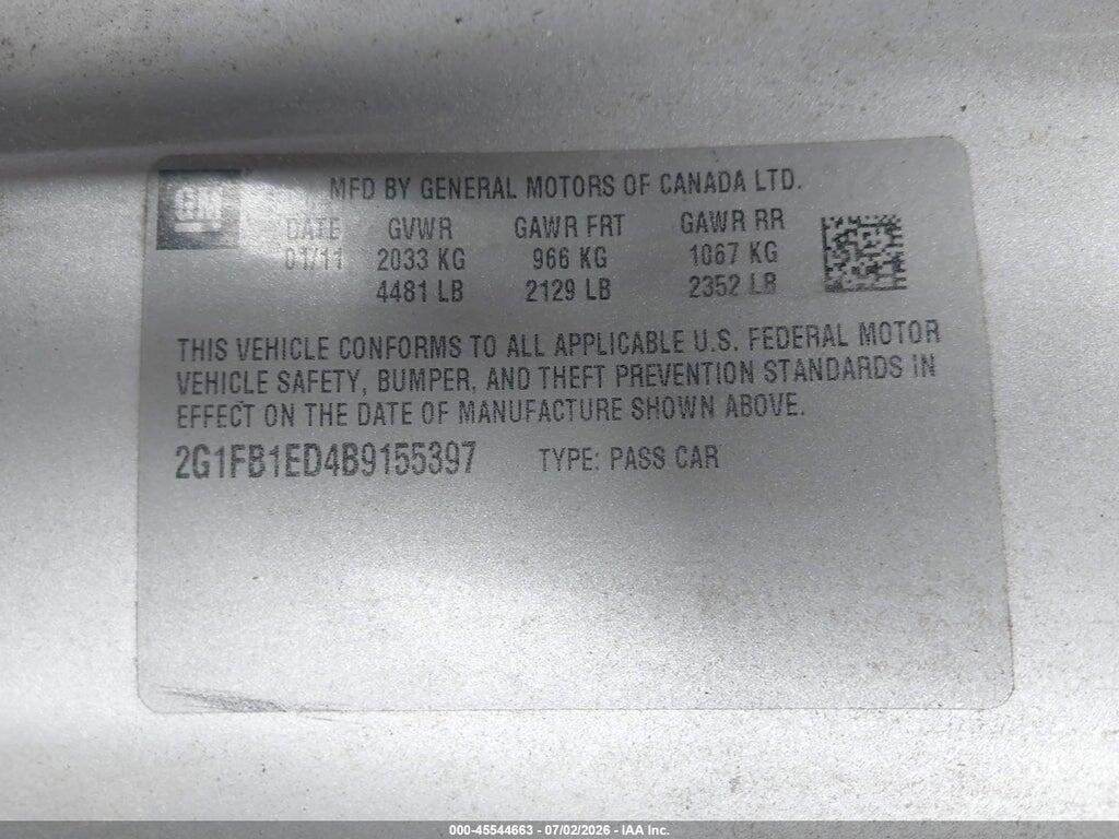 2G1FB1ED4B9155397 2011 CHEVROLET CAMARO photo no. 9