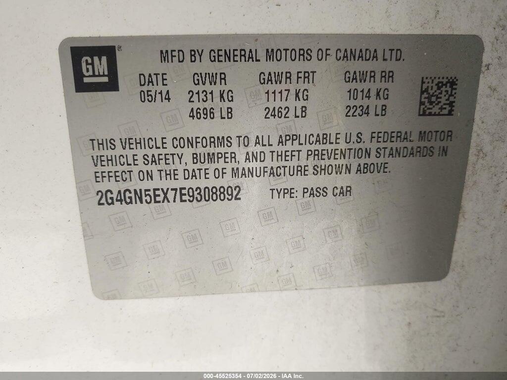 2G4GN5EX7E9308892 2014 BUICK REGAL photo no. 9