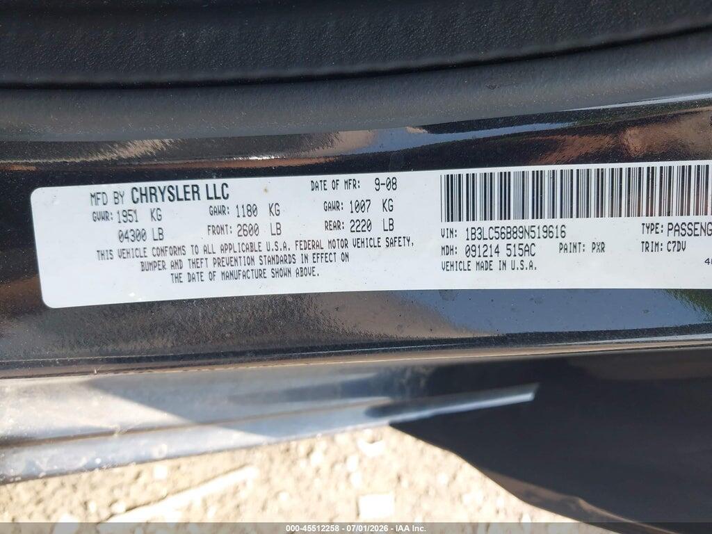 1B3LC56B89N519616 2009 DODGE AVENGER photo no. 9