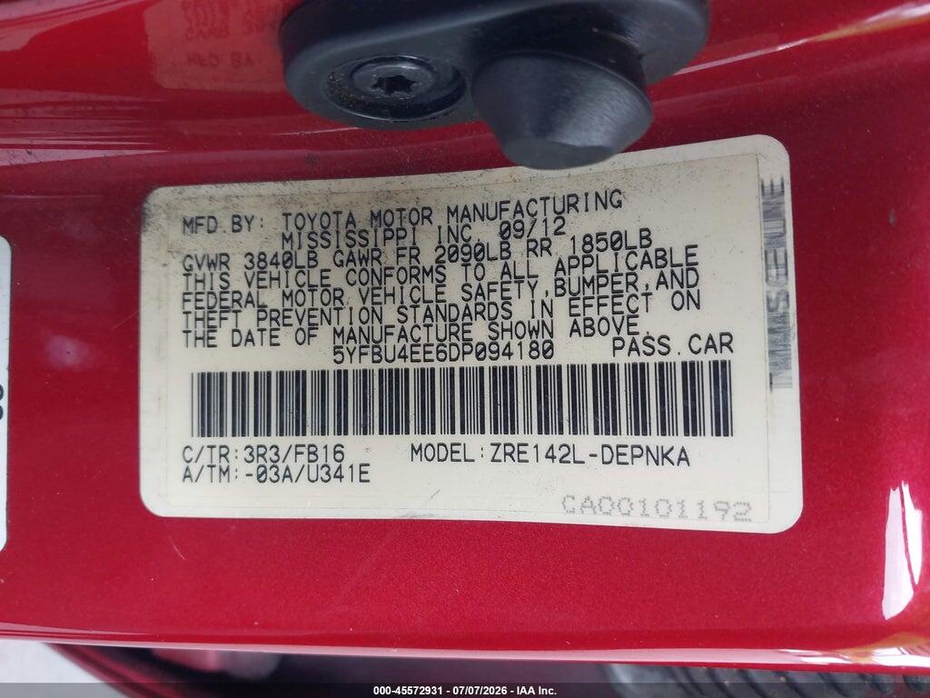 5YFBU4EE6DP094180 2013 TOYOTA COROLLA photo no. 9
