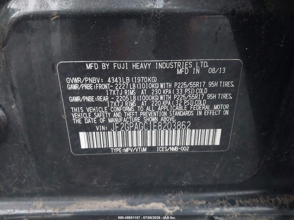 JF2GPAGC1E8203862 2014 SUBARU XV CROSSTREK photo no. 9