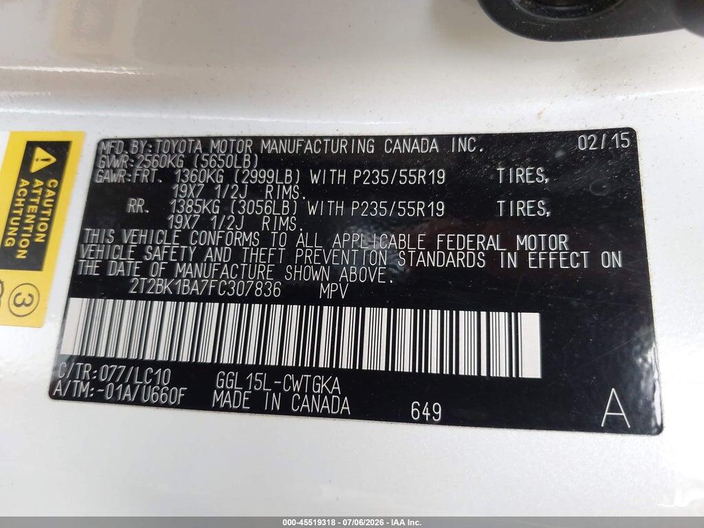 2T2BK1BA7FC307836 2015 LEXUS RX 350 photo no. 9