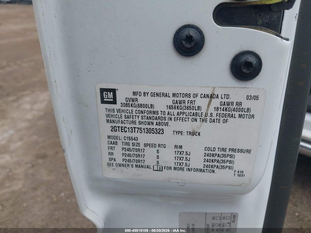 2GTEC13T751305323 2005 GMC SIERRA 1500 photo no. 9