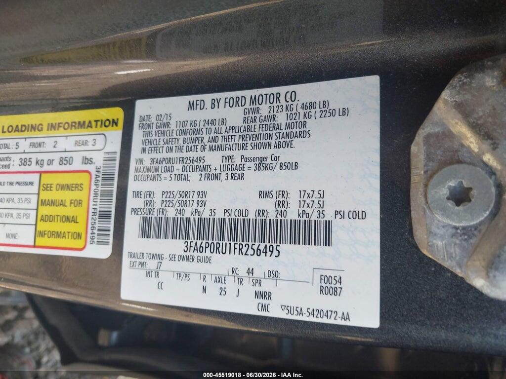 3FA6P0RU1FR256495 2015 FORD FUSION HYBRID photo no. 9