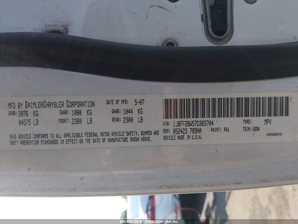 1J8FF28W57D365704 2007 JEEP PATRIOT photo no. 9