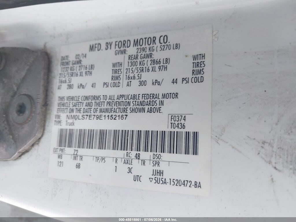 NM0LS7E79E1152167 2014 FORD TRANSIT CONNECT photo no. 9