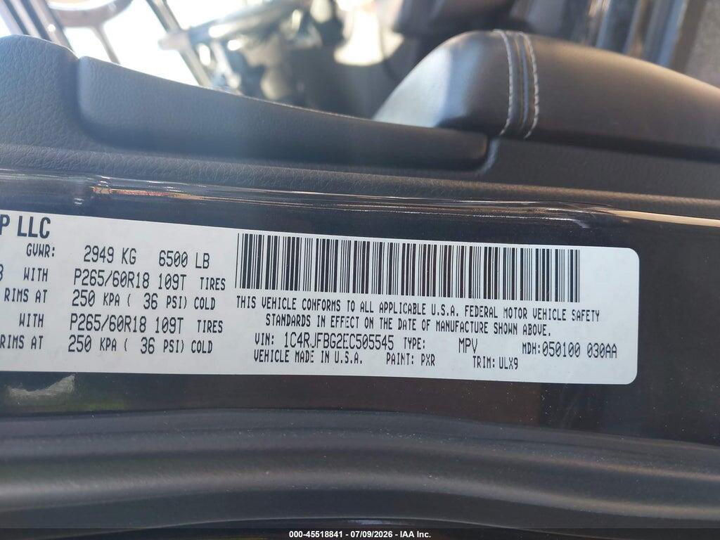 1C4RJFBG2EC505545 2014 JEEP GRAND CHEROKEE photo no. 9