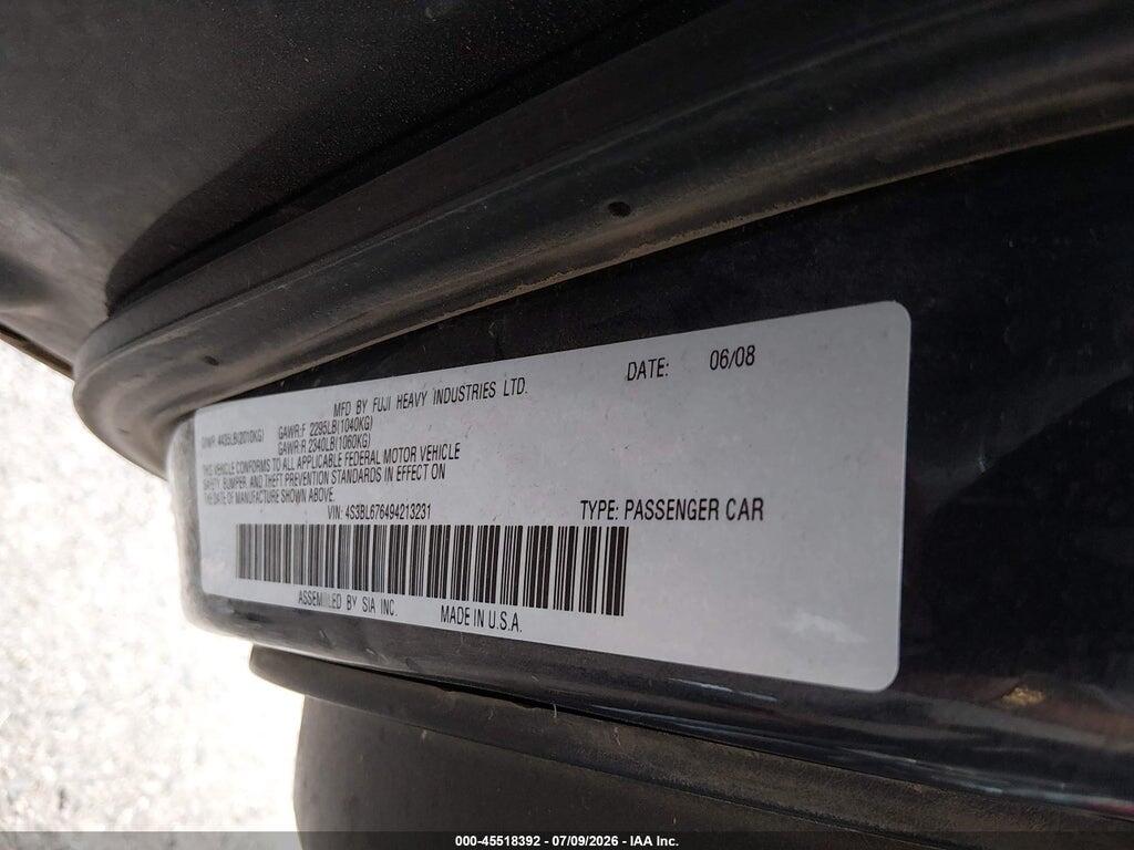 4S3BL676494213231 2009 SUBARU LEGACY photo no. 9