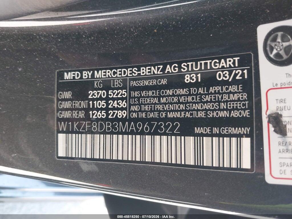 W1KZF8DB3MA967322 2021 MERCEDES-BENZ E 350 photo no. 9