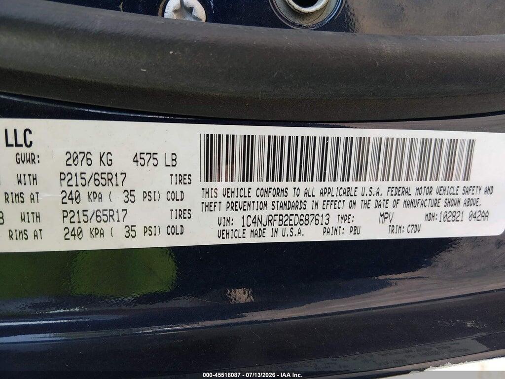 1C4NJRFB2ED687613 2014 JEEP PATRIOT photo no. 9
