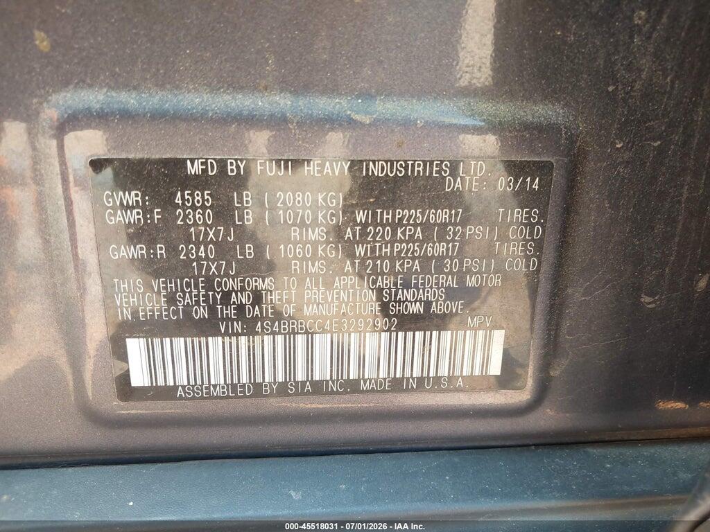 4S4BRBCC4E3292902 2014 SUBARU OUTBACK photo no. 9