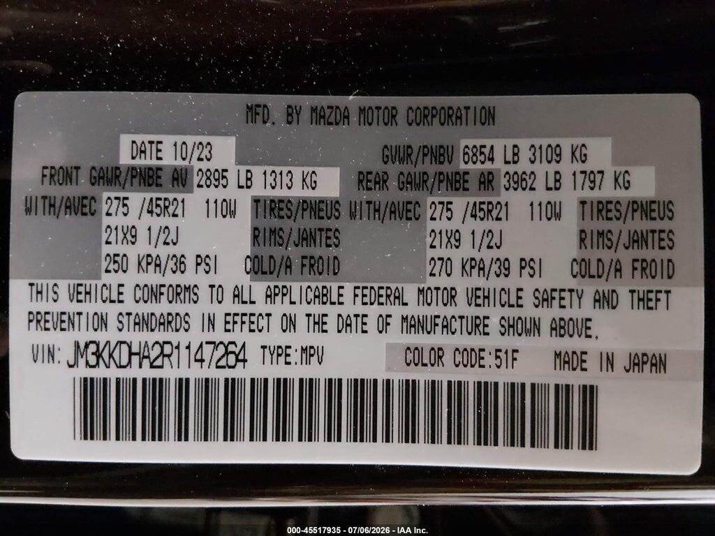 JM3KKDHA2R1147264 2024 MAZDA CX-90 PHEV photo no. 9
