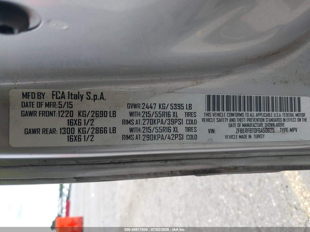 ZFBERFBT0F6A50625 2015 RAM PROMASTER CITY photo no. 9