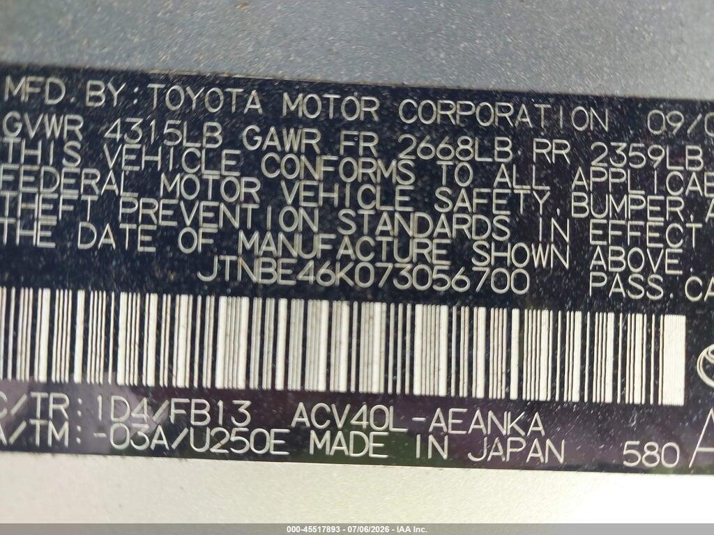 JTNBE46K073056700 2007 TOYOTA CAMRY photo no. 9
