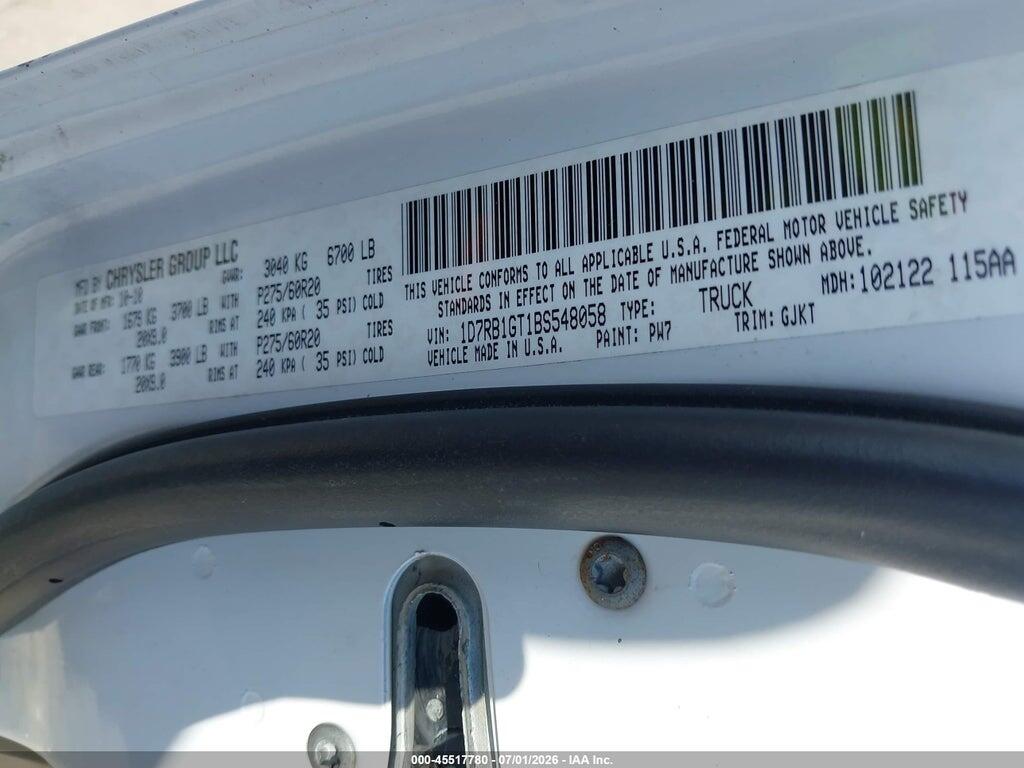 1D7RB1GT1BS548058 2011 RAM RAM 1500 photo no. 9