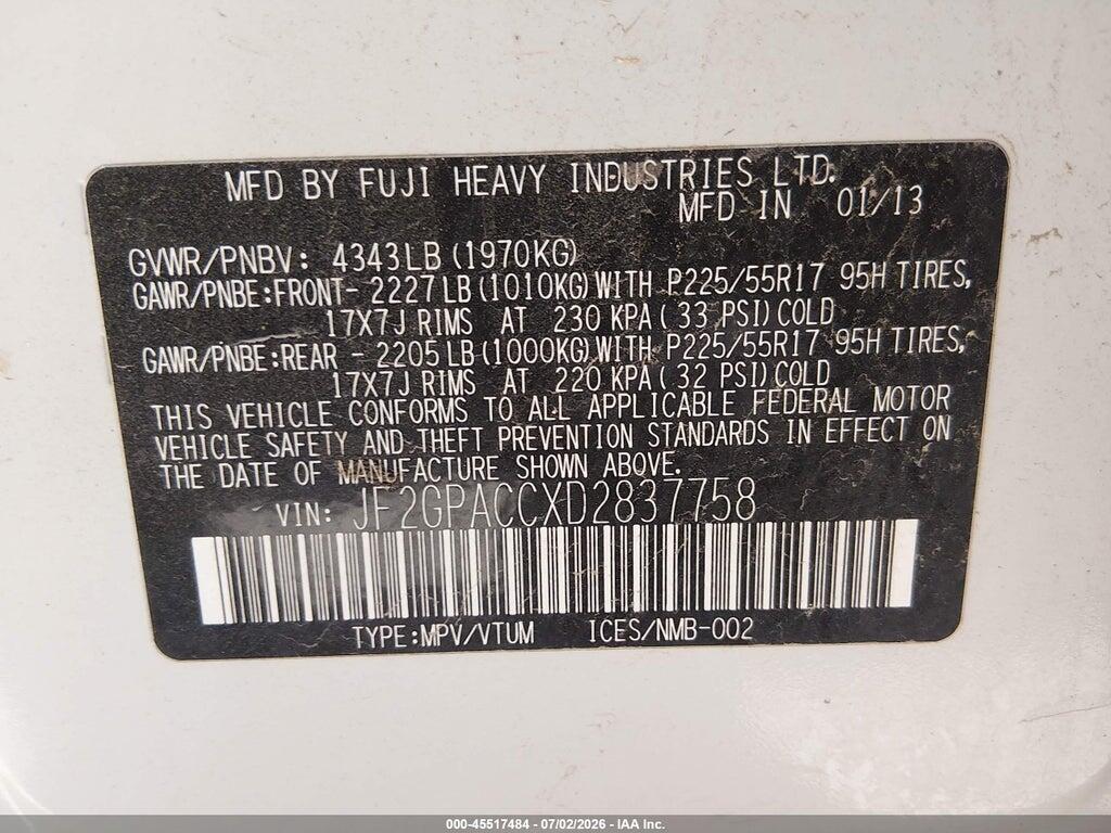 JF2GPACCXD2837758 2013 SUBARU XV CROSSTREK photo no. 9