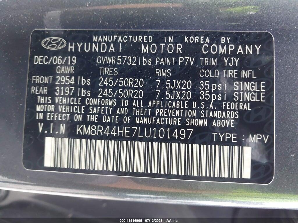 KM8R44HE7LU101497 2020 HYUNDAI PALISADE photo no. 9