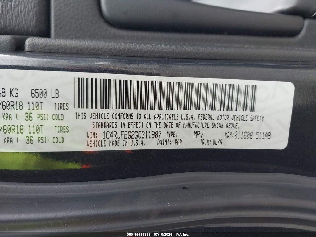 1C4RJFBG2GC311987 2016 JEEP GRAND CHEROKEE photo no. 9