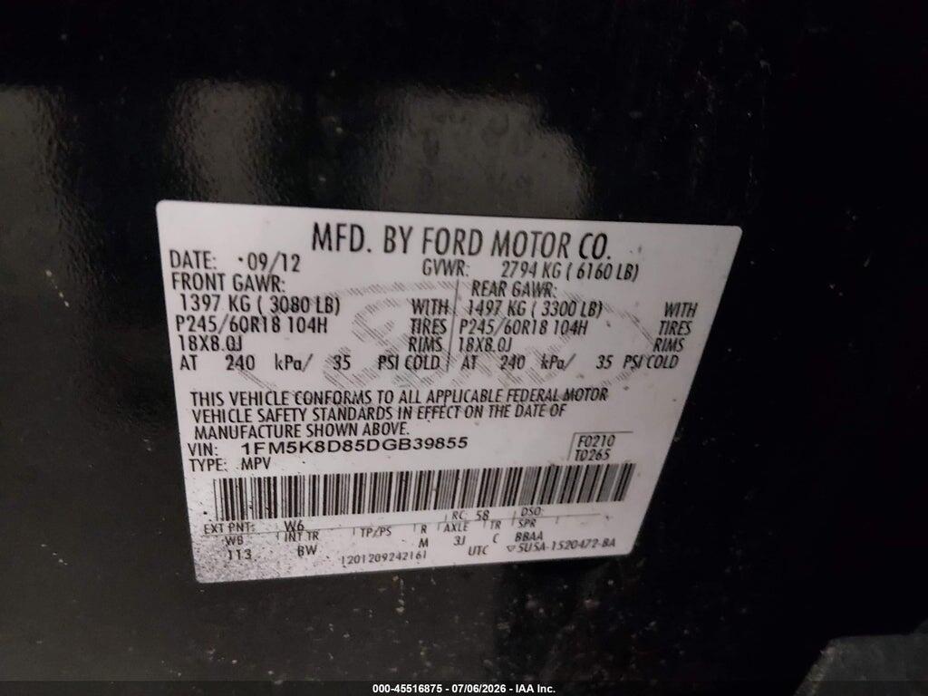 1FM5K8D85DGB39855 2013 FORD EXPLORER photo no. 9