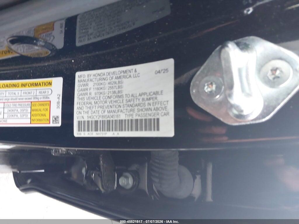 1HGCY2F89SA045161 2025 HONDA ACCORD HYBRID photo no. 9