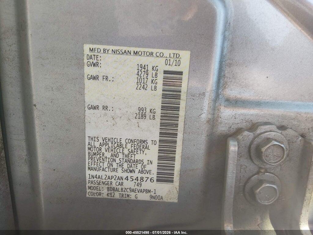 1N4AL2AP2AN454876 2010 NISSAN ALTIMA photo no. 9