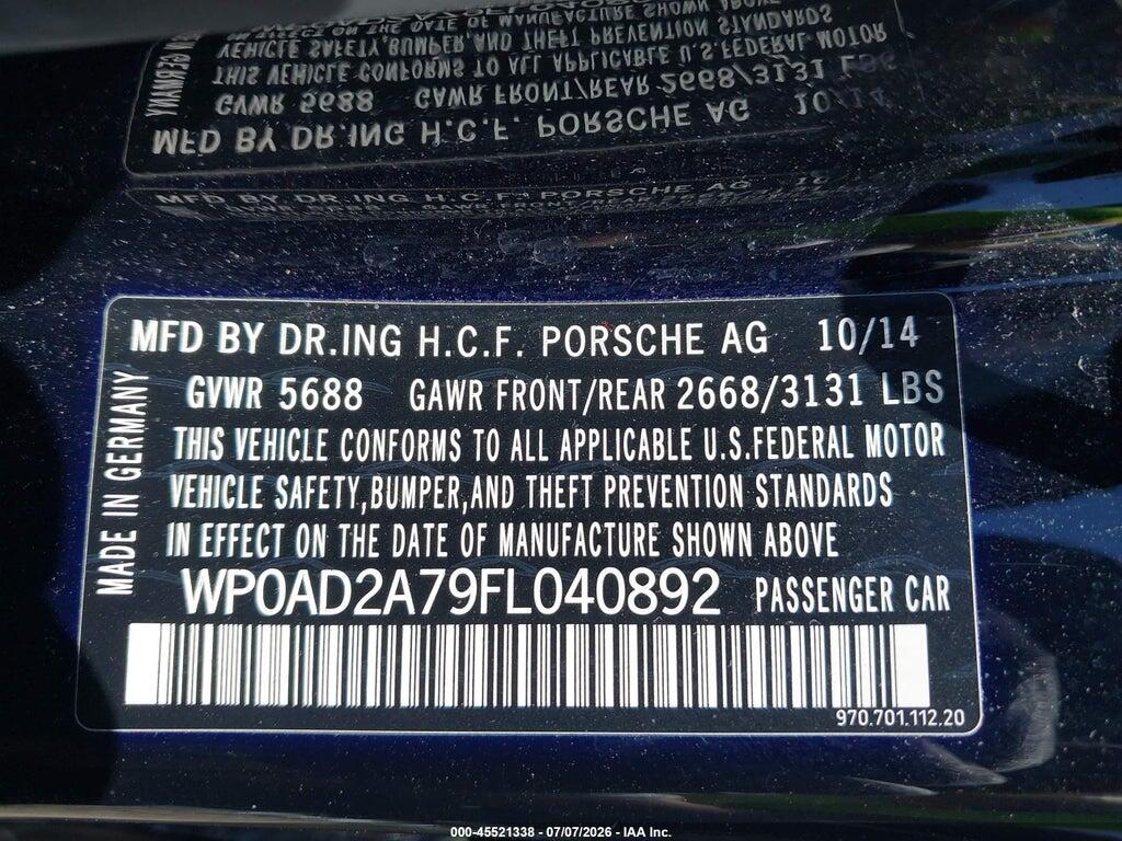 WP0AD2A79FL040892 2015 PORSCHE PANAMERA E-HYBRID photo no. 9