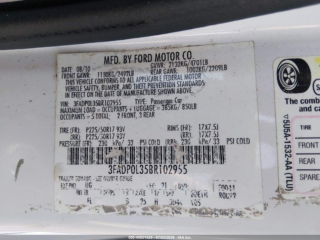 3FADP0L35BR102955 2011 FORD FUSION HYBRID photo no. 9