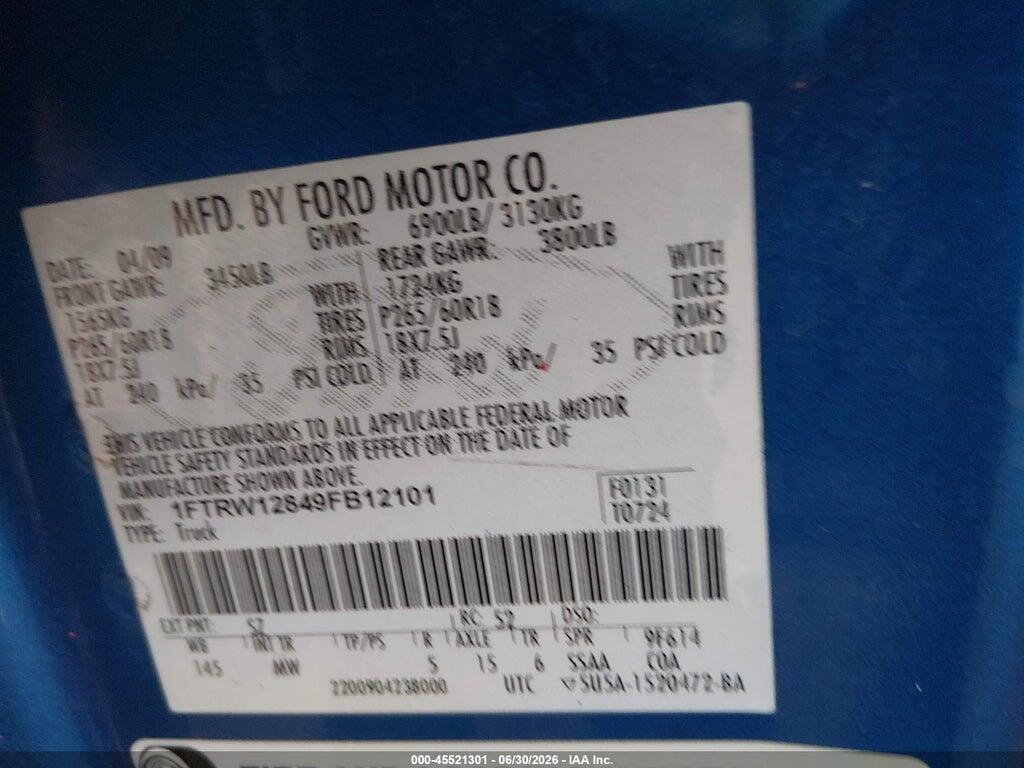 1FTRW12849FB12101 2009 FORD F-150 photo no. 9