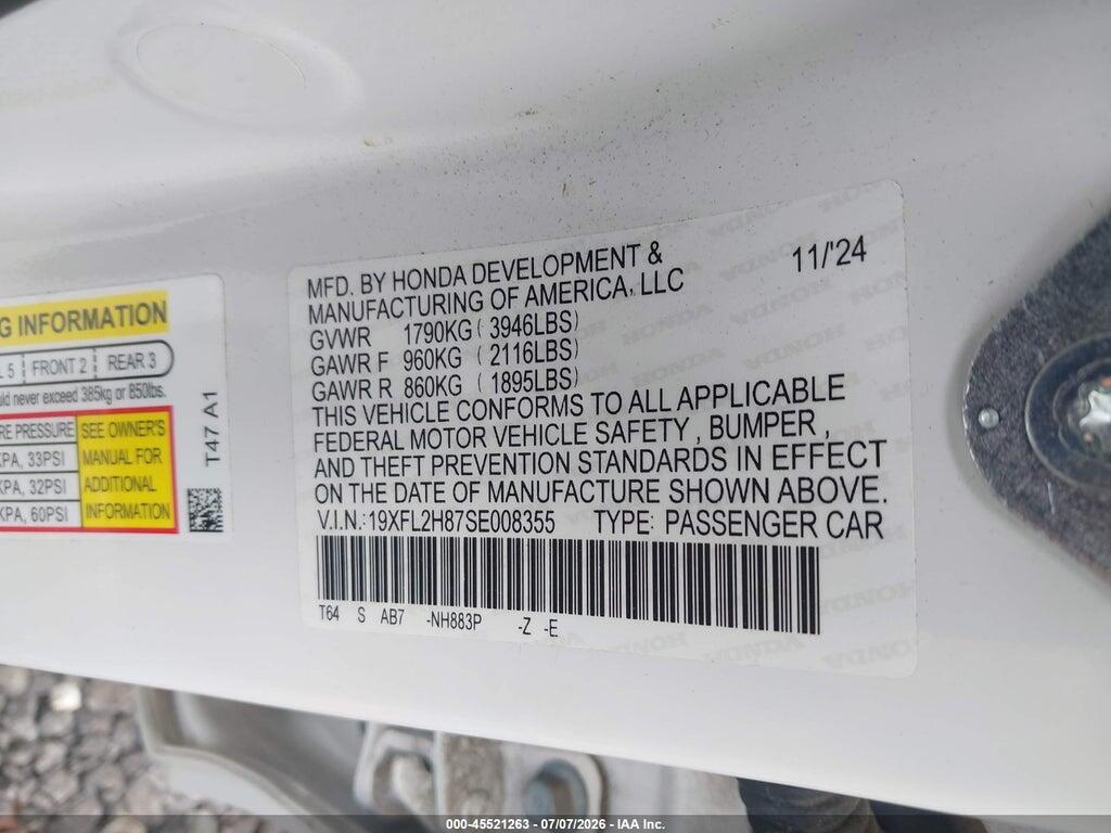 19XFL2H87SE008355 2025 HONDA CIVIC SEDAN photo no. 9