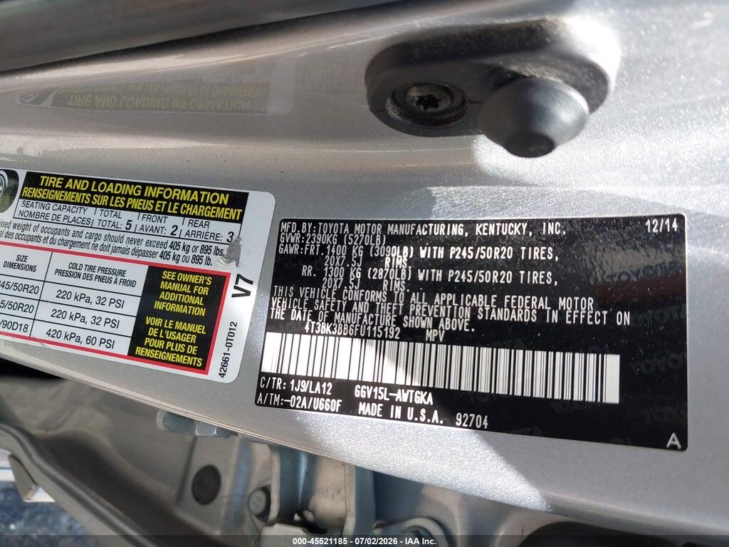 4T3BK3BB6FU115192 2015 TOYOTA VENZA photo no. 9