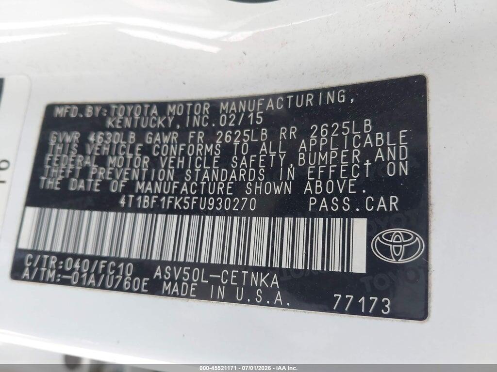 4T1BF1FK5FU930270 2015 TOYOTA CAMRY photo no. 9