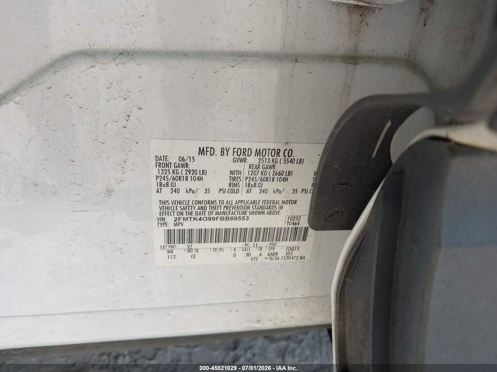 2FMTK4G99FBB69553 2015 FORD EDGE photo no. 9