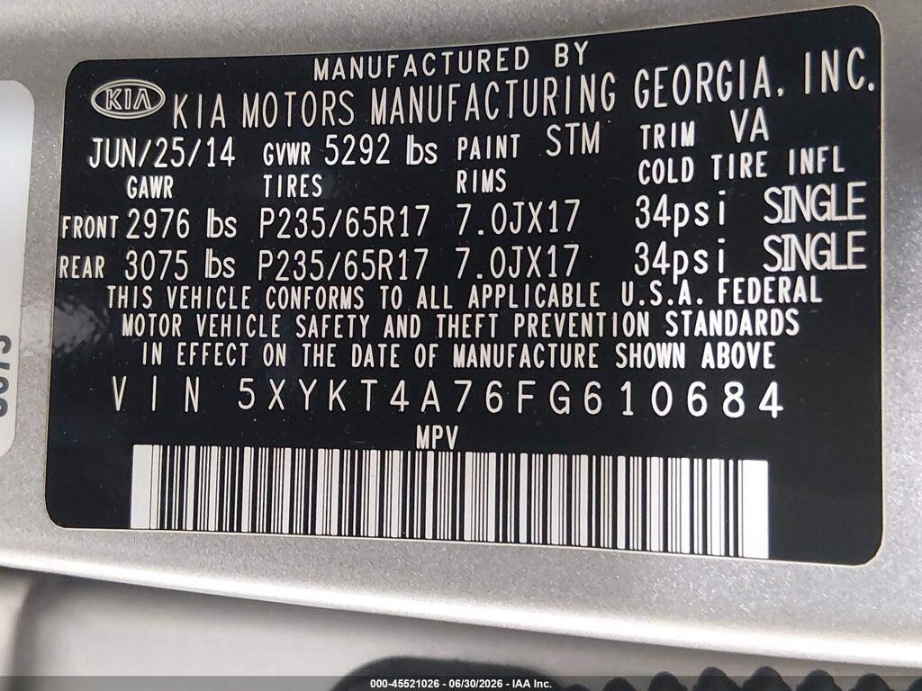 5XYKT4A76FG610684 2015 KIA SORENTO photo no. 9