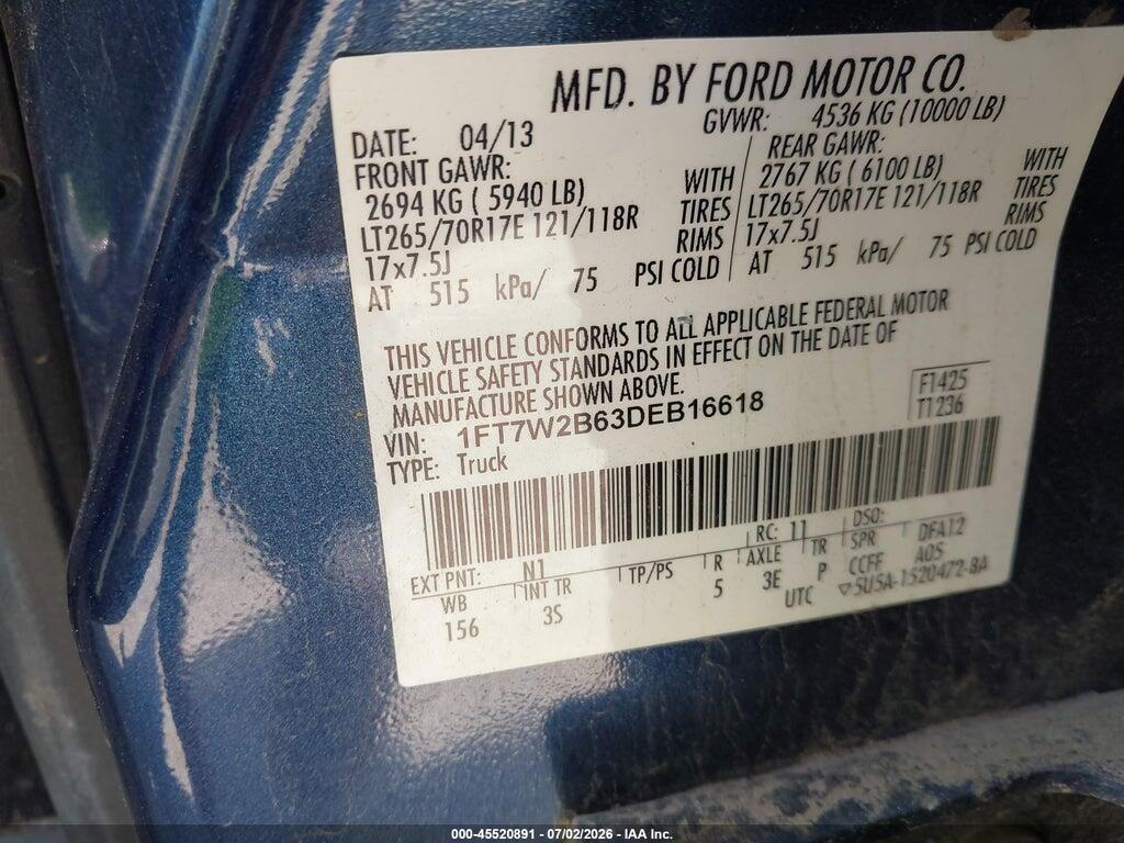 1FT7W2B63DEB16618 2013 FORD SUPER DUTY F-250 SRW photo no. 9