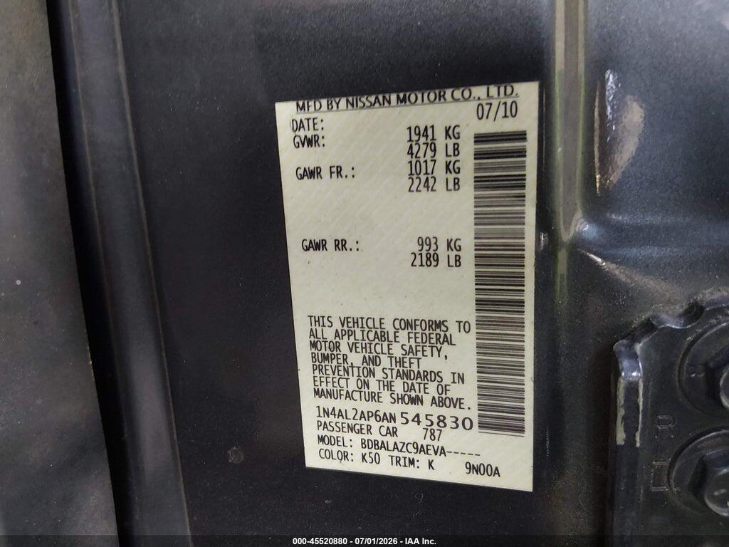 1N4AL2AP6AN545830 2010 NISSAN ALTIMA photo no. 9