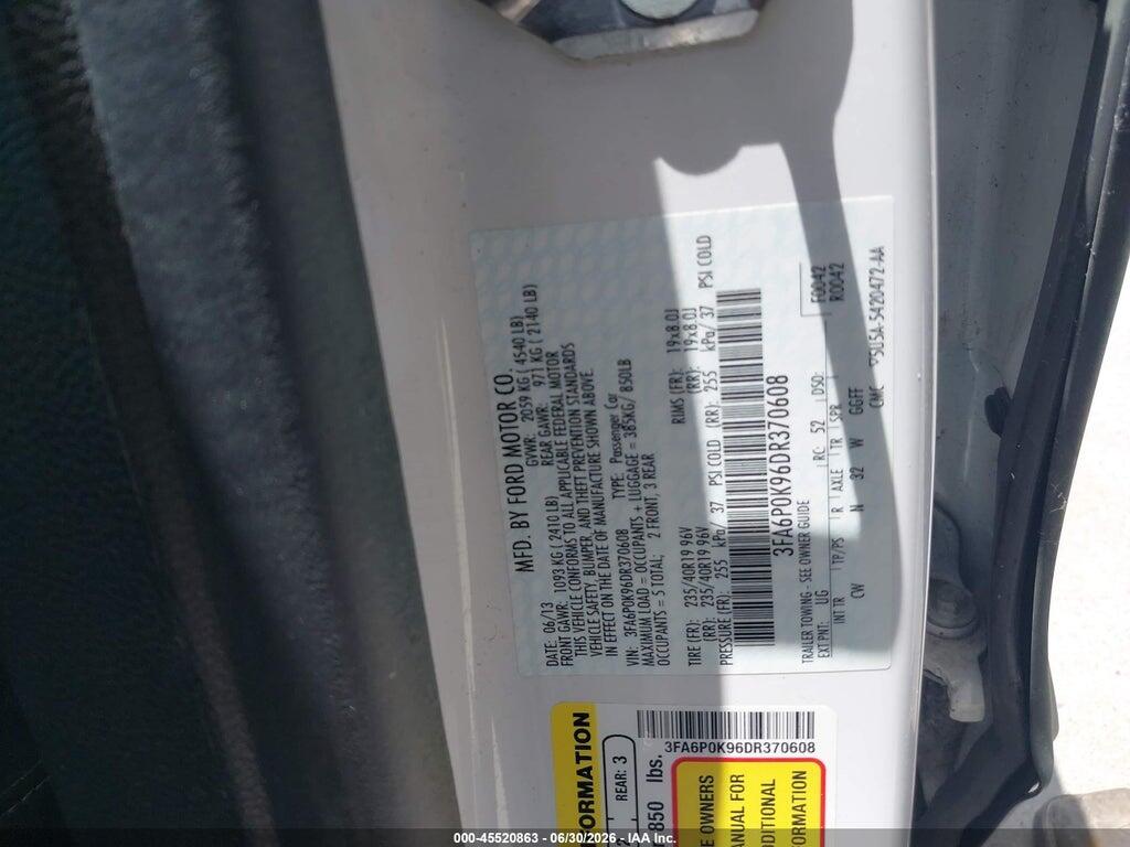 3FA6P0K96DR370608 2013 FORD FUSION photo no. 9