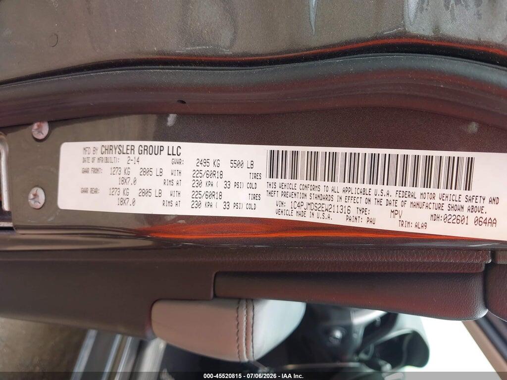 1C4PJMDS2EW211316 2014 JEEP CHEROKEE photo no. 9