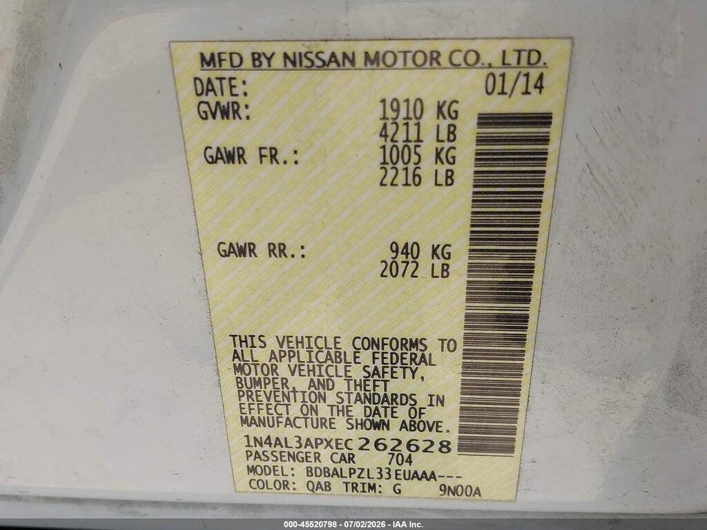1N4AL3APXEC262628 2014 NISSAN ALTIMA photo no. 9