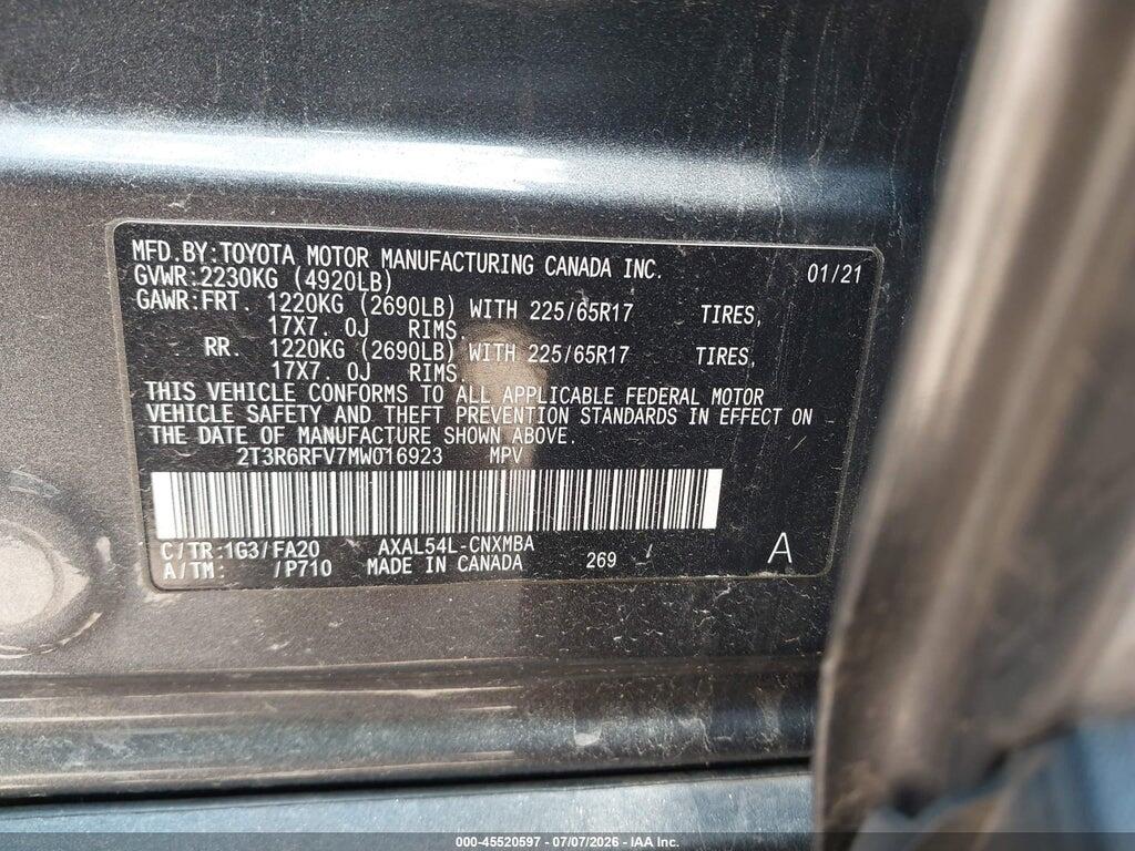 2T3R6RFV7MW016923 2021 TOYOTA RAV4 photo no. 9