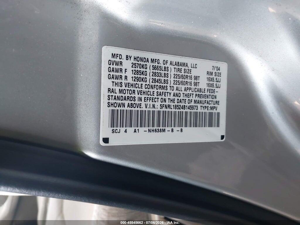 5FNRL18524B145973 2004 HONDA ODYSSEY photo no. 9
