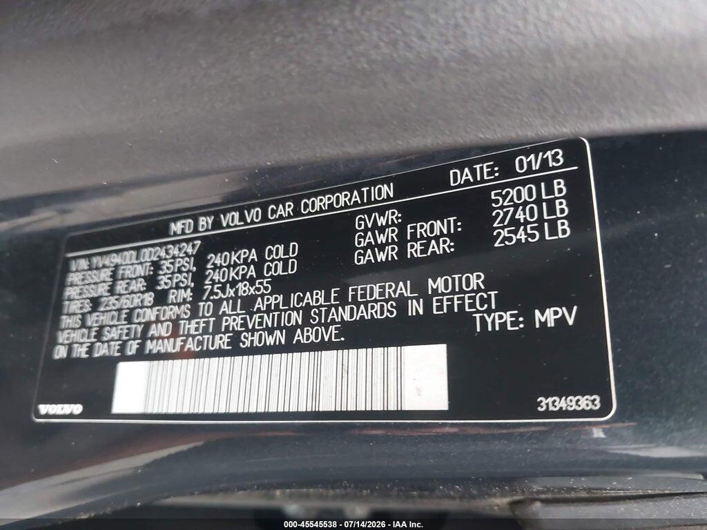 YV4940DL0D2434247 2013 VOLVO XC60 photo no. 9