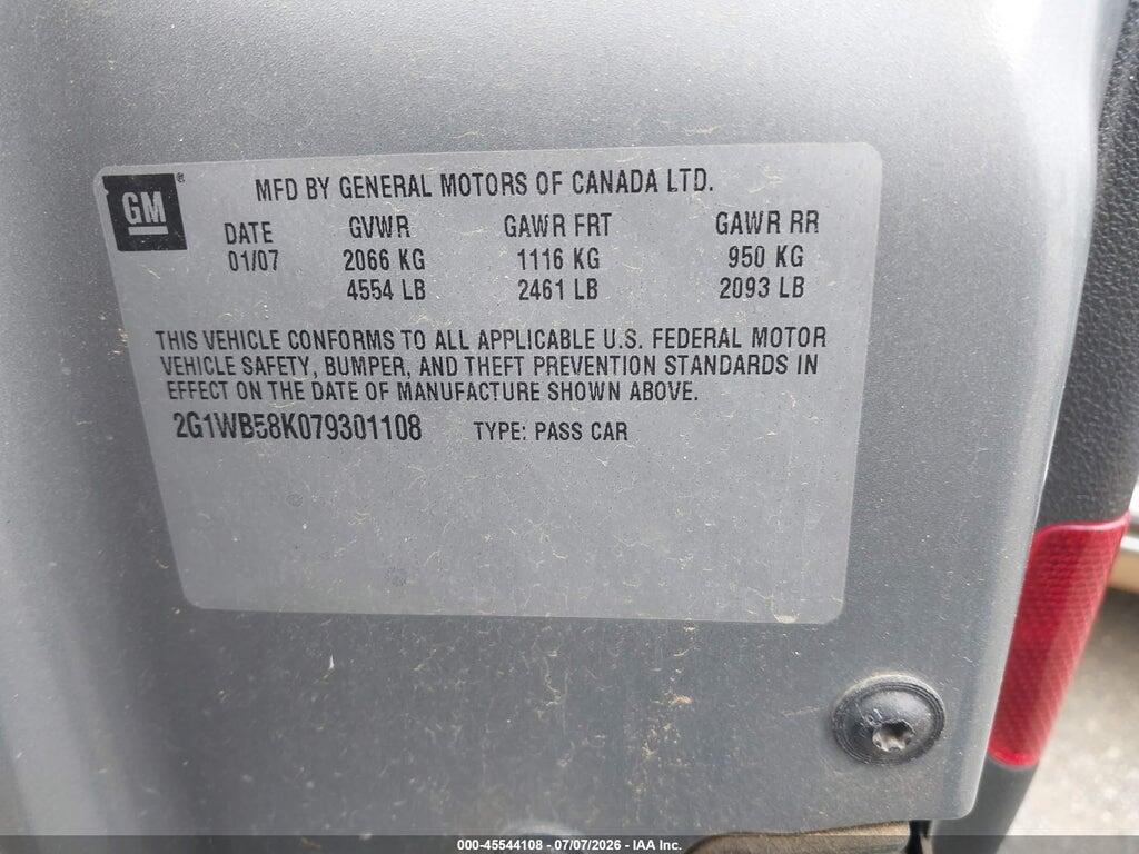 2G1WB58K079301108 2007 CHEVROLET IMPALA photo no. 9