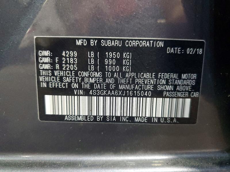 2018 SUBARU IMPREZA BASE — Фото 12 из 12
