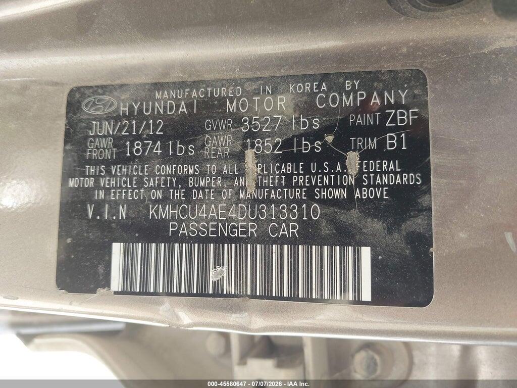 KMHCU4AE4DU313310 2013 HYUNDAI ACCENT photo no. 9