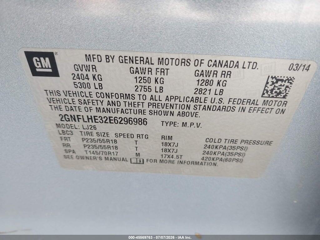 2GNFLHE32E6296986 2014 CHEVROLET EQUINOX photo no. 9