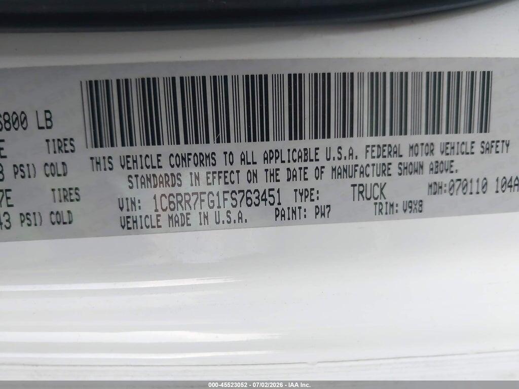1C6RR7FG1FS763451 2015 RAM 1500 photo no. 9