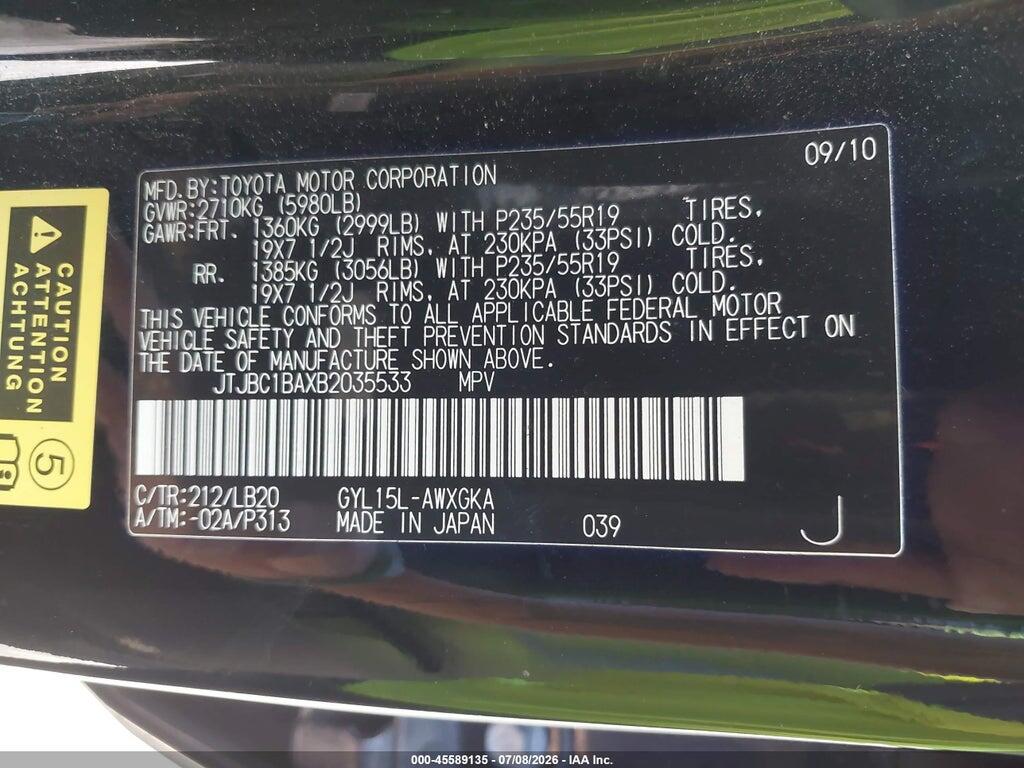 JTJBC1BAXB2035533 2011 LEXUS RX 450H photo no. 9
