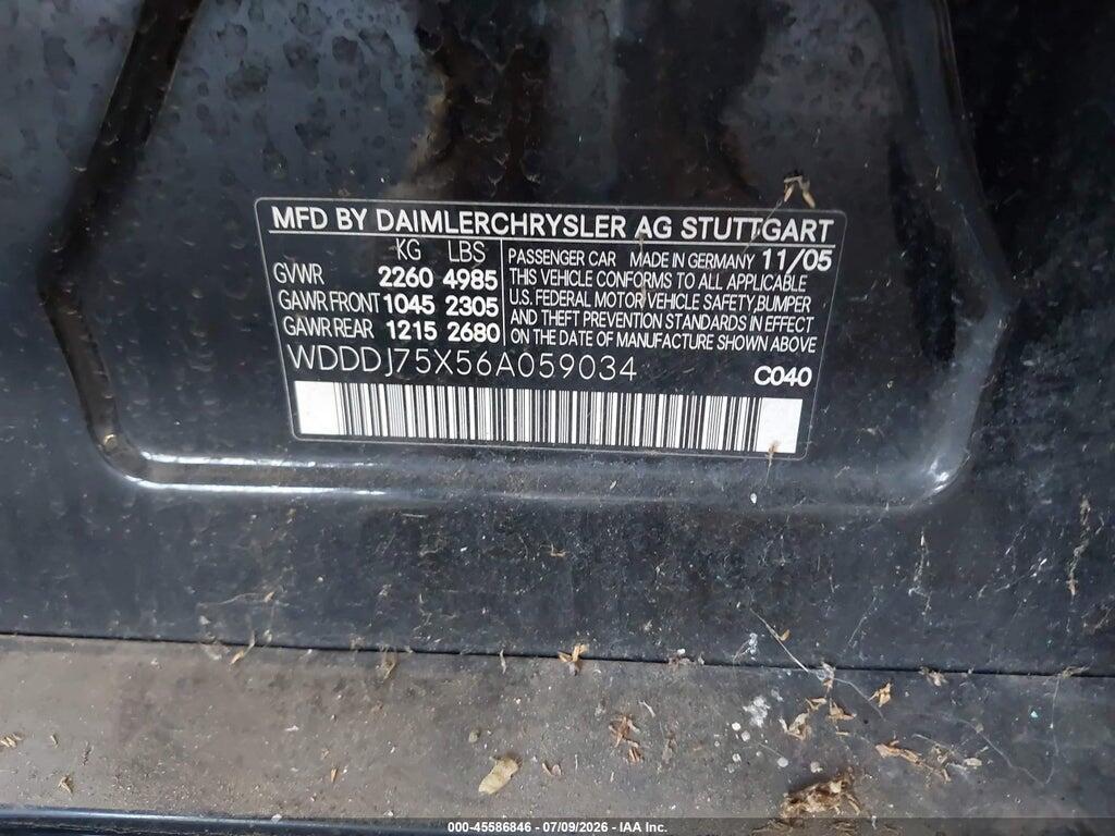 WDDDJ75X56A059034 2006 MERCEDES-BENZ CLS 500 photo no. 9