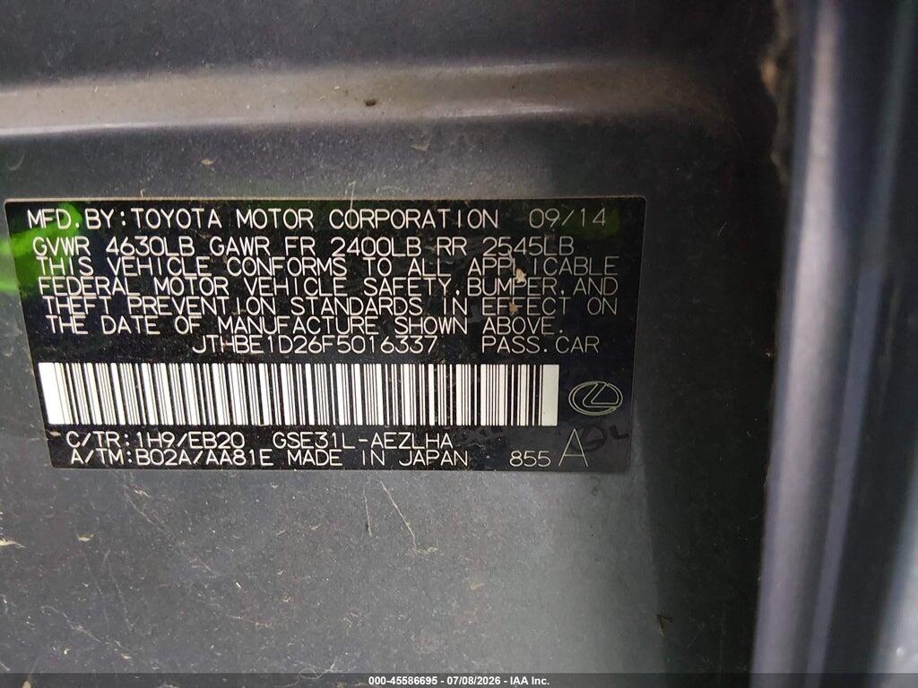 JTHBE1D26F5016337 2015 LEXUS IS 350 photo no. 9